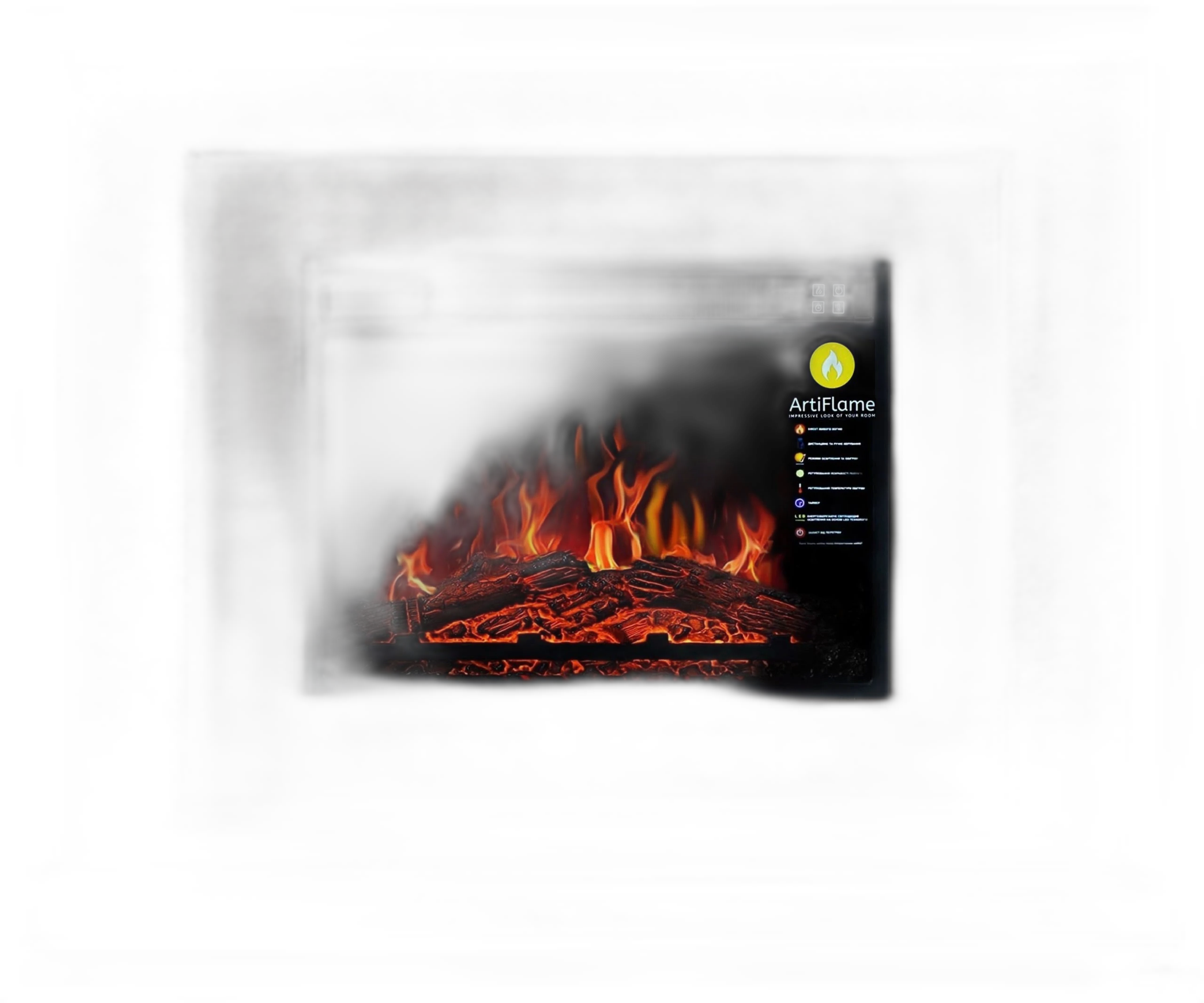 Камінокомплект із світлодіодним підсвічуванням ArtiFlame LUCCA AF23S МАХАГОН КОРИЧНЕВИЙ АНТИК (зі звуком)