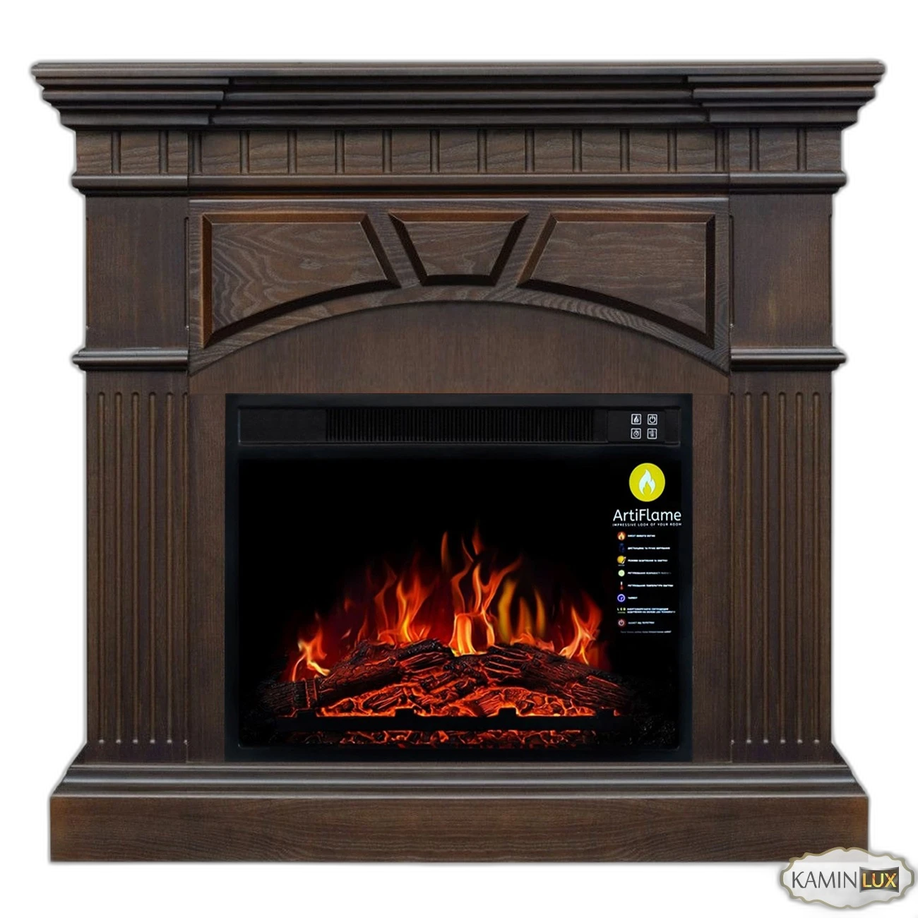 Камінокомплект ArtiFlame YORK AF23S МАХАГОН КОРИЧНЕВИЙ АНТИК (зі звуком)