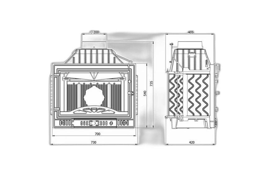 Чавунна камінна топка KawMet W4 14.5 кВт