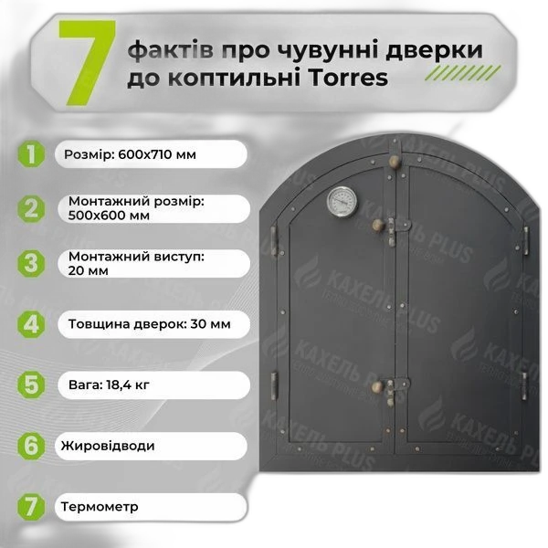 Дверцята для коптильні KELLER 600x700 мм утеплені з вогнетривкої сталі