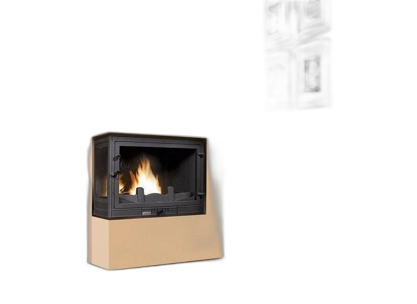 Чавунна камінна топка UNIFLAM 700 STANDART ECO LB 14 кВт з шибером і кутовим склом