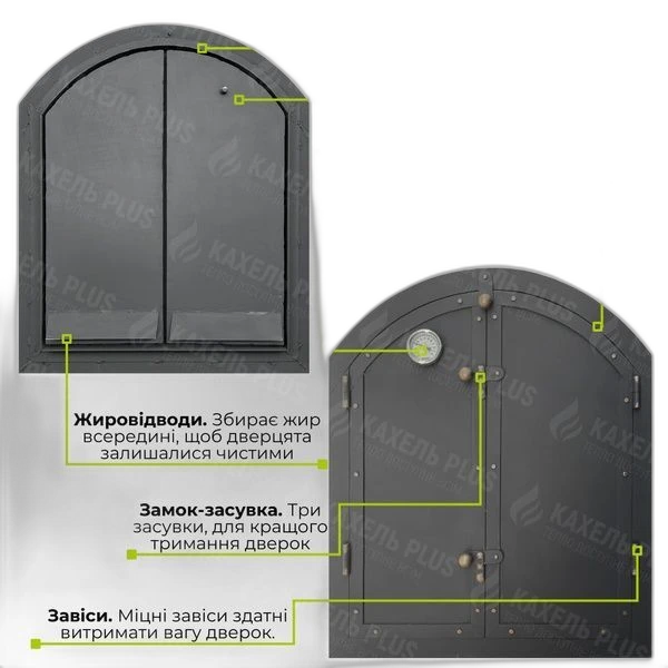 Дверцята для коптильні KELLER 600x700 мм утеплені з вогнетривкої сталі