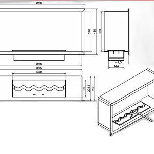 Біокамін Kami PELE 860x430x230