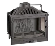 Чавунна камінна топка UNIFLAM 700 STANDART ECO PB 14 кВт з шибером і кутовим склом