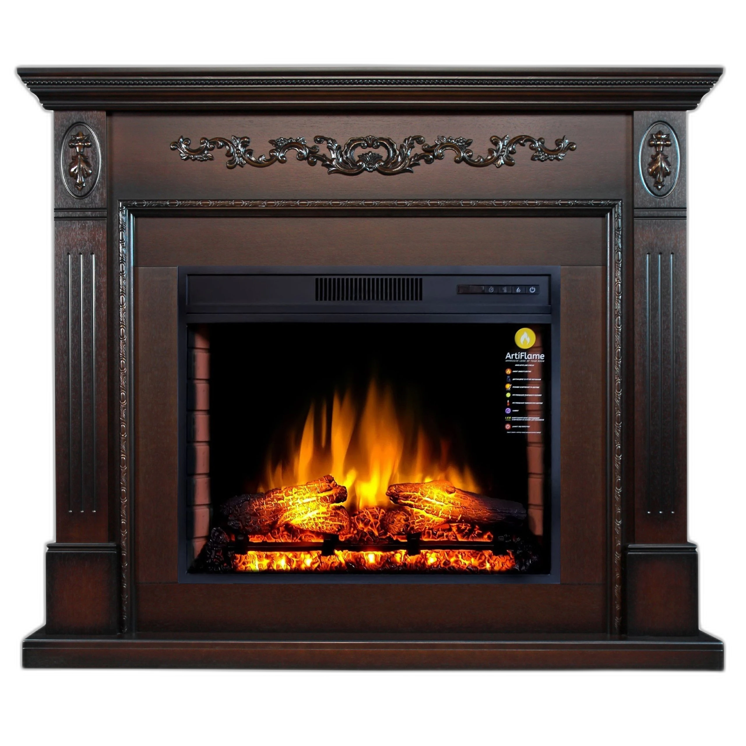 Камінокомплект ArtiFlame SOHO AF28S МАХАГОН КОРИЧНЕВИЙ АНТИК (зі звуком)