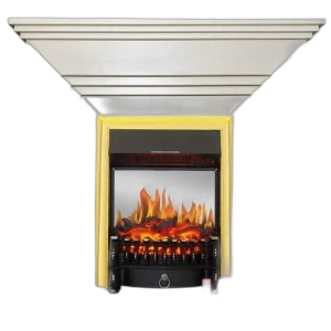 Камінокомплект IDaMebel Gloria Brown Royal Flame Fobos Gold з обігрівом (білий)