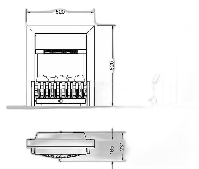Електрокамін паровий Dimplex Opti-Myst Danville Black зі справжнім 3D ефектом полумʼя, обігрівом та дровами, розмір 520x620x231