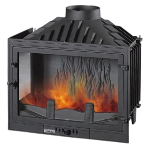 Чавунна камінна топка UNIFLAM 700 STANDART ECO LB 14 кВт з шибером і кутовим склом