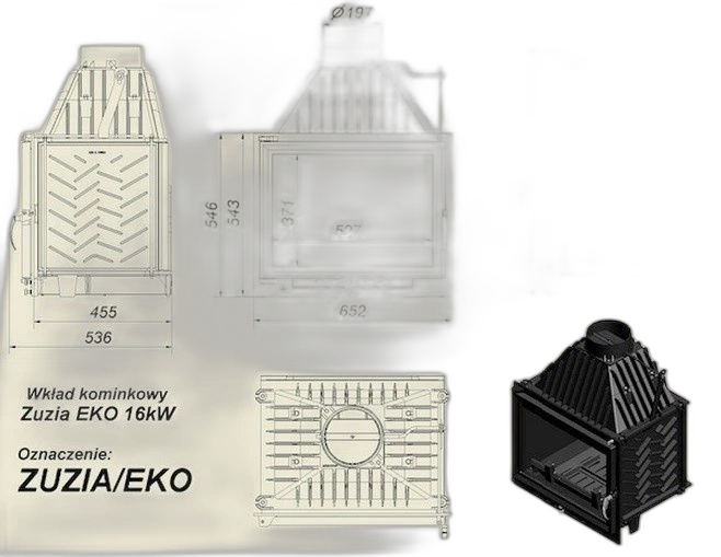 Камінна топка Kratki ZUZIA ECO 12 (12 кВт)