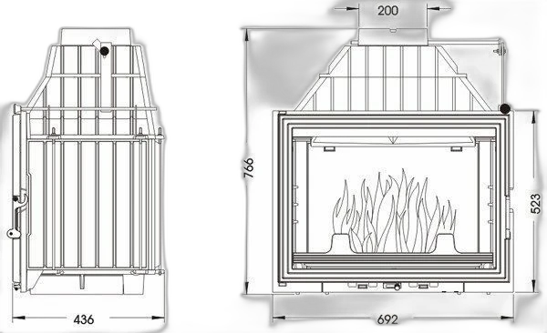 Чавунна камінна топка UNIFLAM 700 LUX ECO 12 кВт з шибером