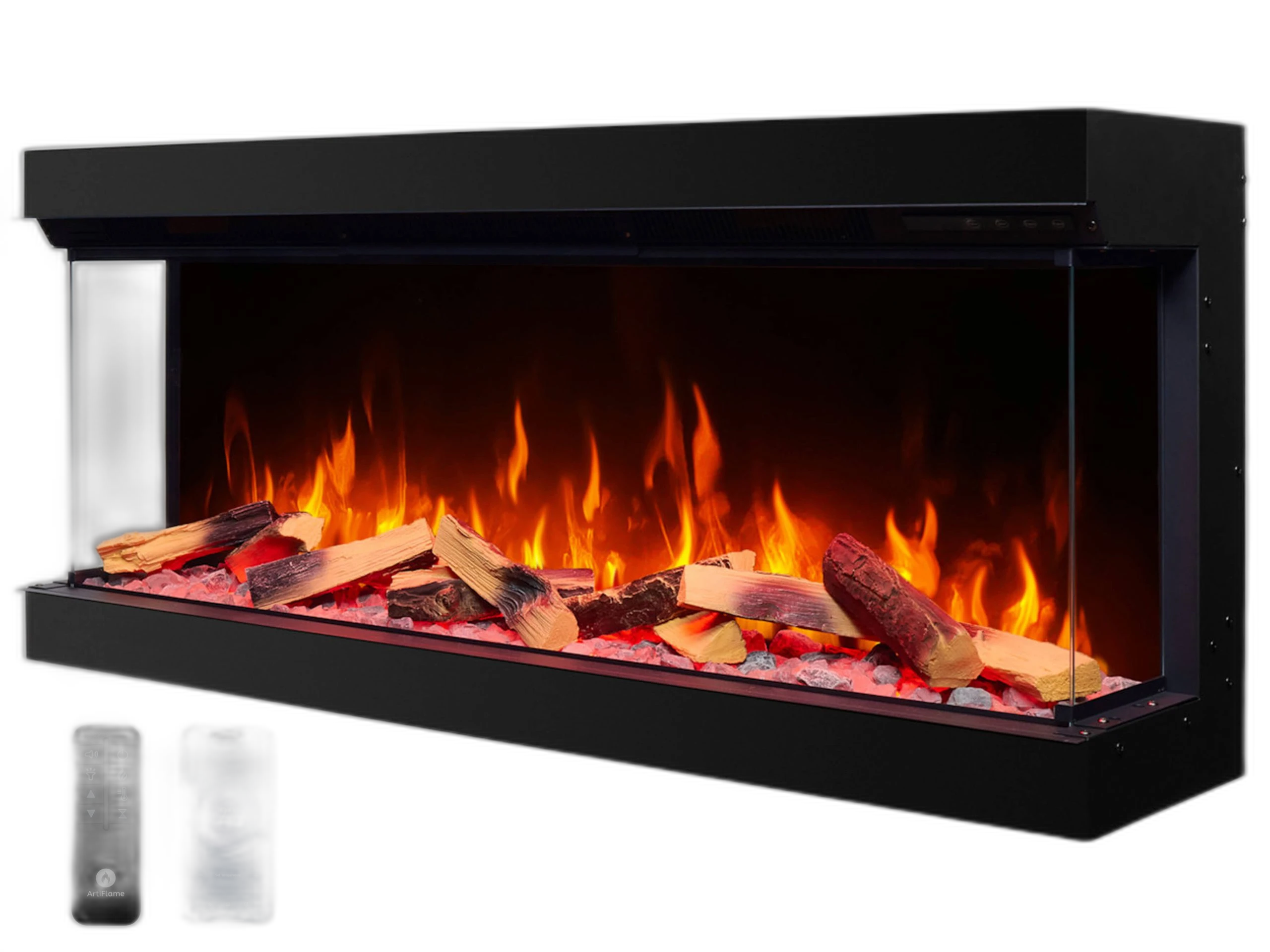 Електрокамін ArtiFlame AF50TS – тристоронній, ширина 125 см, з 3D-ефектом полум’я, обігрівом і Wi-Fi