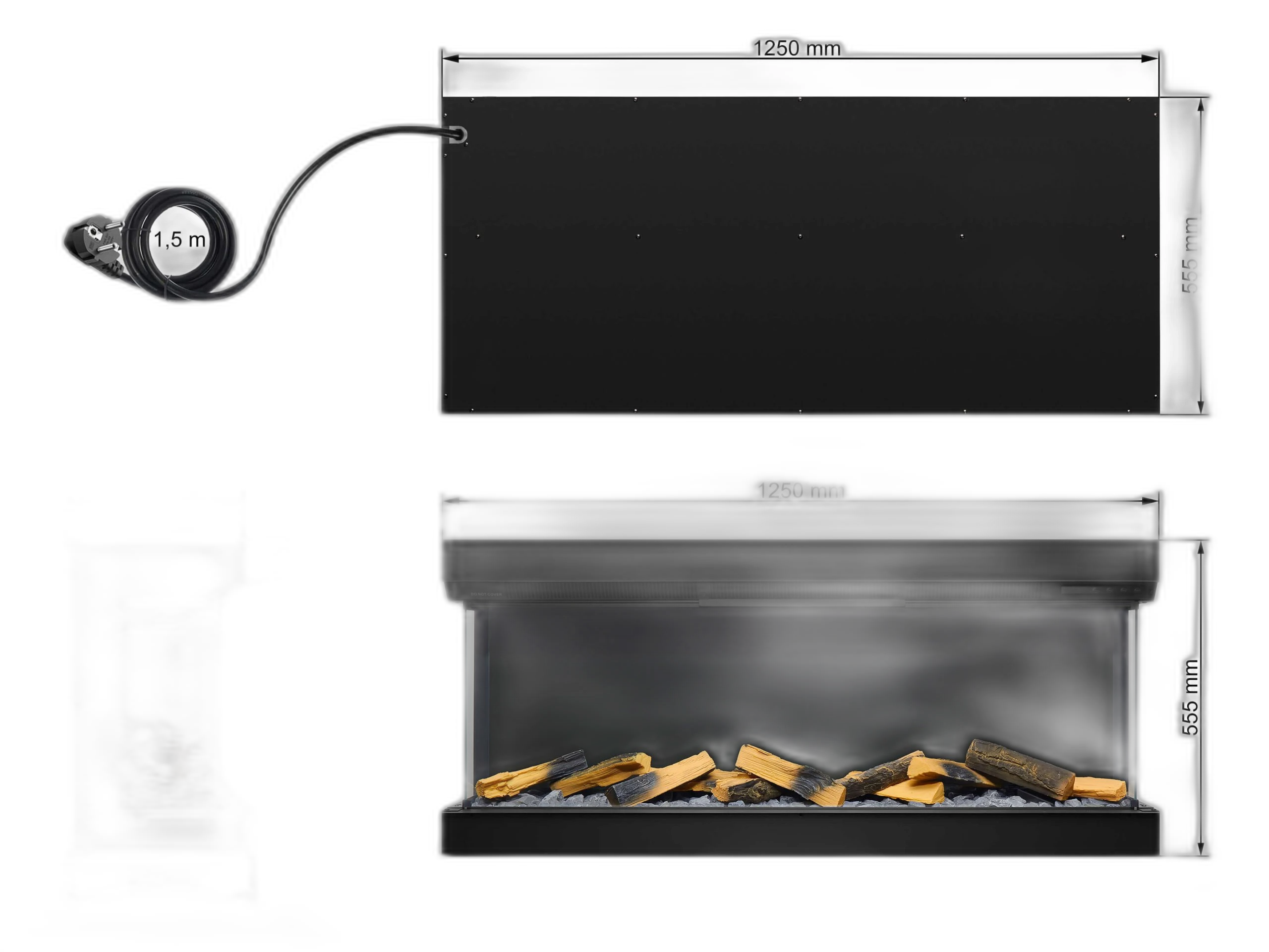 Електрокамін ArtiFlame AF50TS – тристоронній, ширина 125 см, з 3D-ефектом полум’я, обігрівом і Wi-Fi