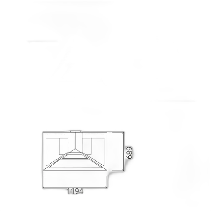 Дизайнерський камін Traforart Admeto Frontal Suspended, Rear Smoke Outlet