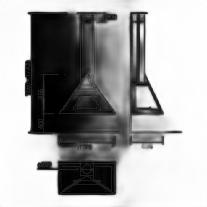 Дизайнерський камін Traforart Admeto Frontal Suspended, Vertical Smoke Outlet