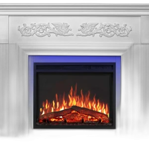 Електрокамін ArtiFlame Monferrato AF24 – білий, вільностоячий, з обрамленням із МДФ, 3D-ефектом полум’я, LED-підсвічуванням і обігрівом