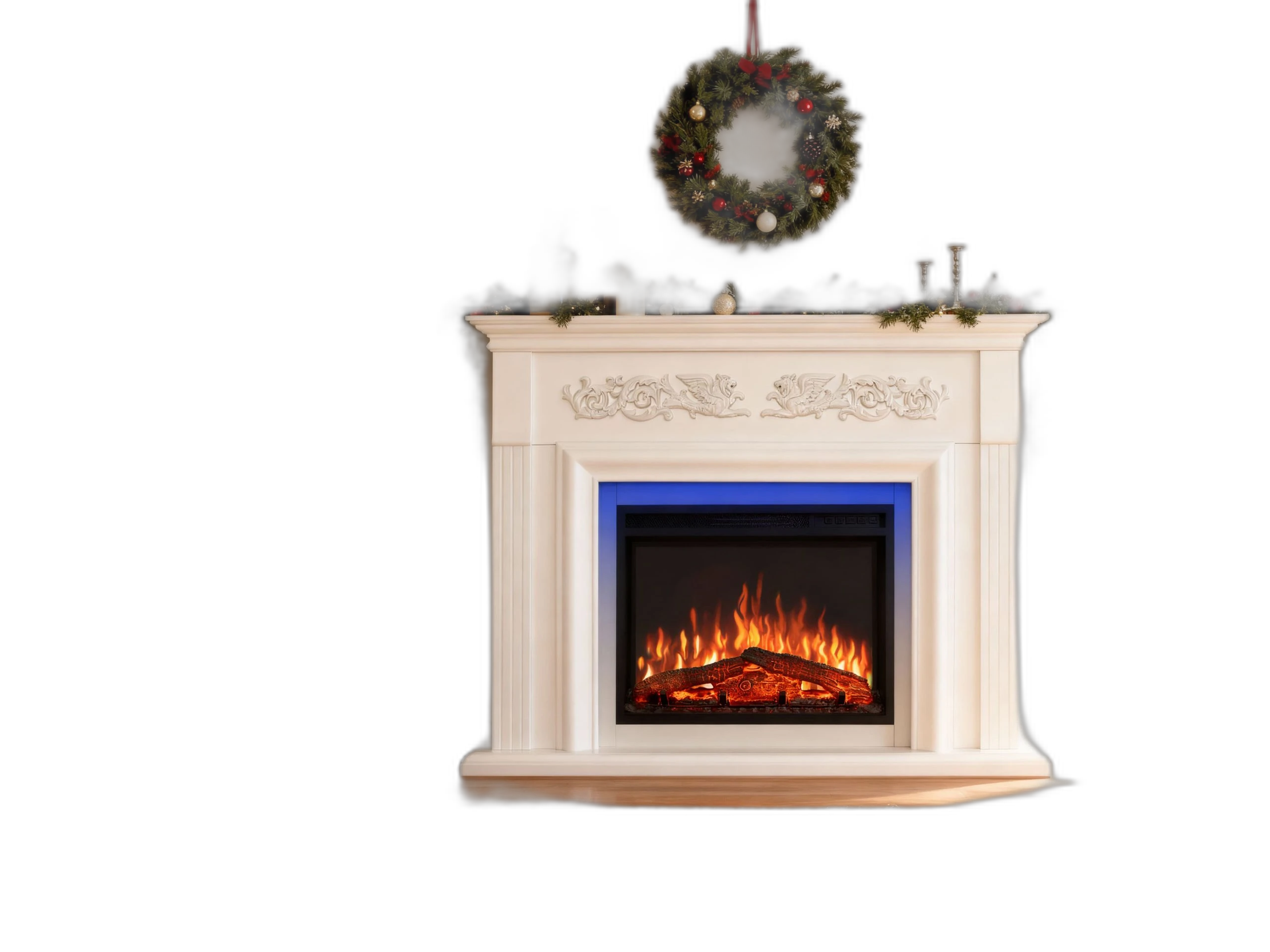 Електрокамін ArtiFlame Monferrato AF24 – білий, вільностоячий, з обрамленням із МДФ, 3D-ефектом полум’я, LED-підсвічуванням і обігрівом