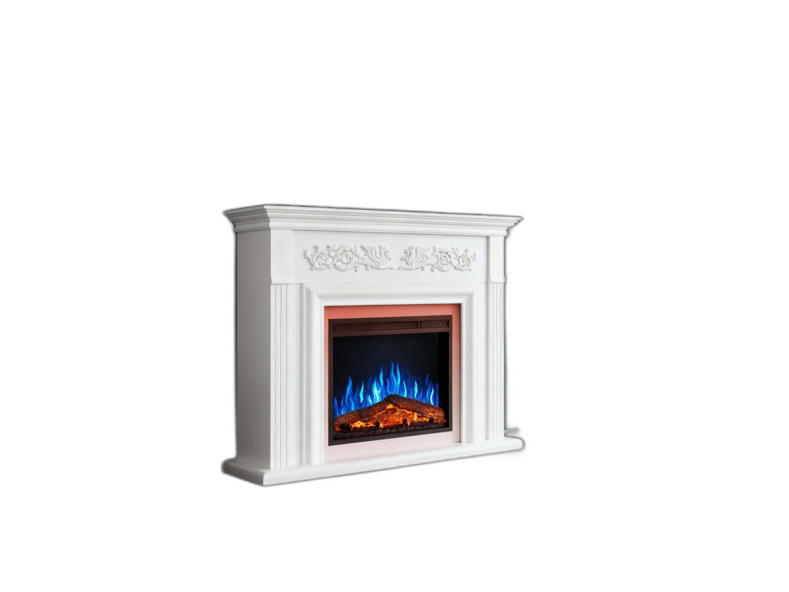 Електрокамін ArtiFlame Monferrato AF24 – білий, вільностоячий, з обрамленням із МДФ, 3D-ефектом полум’я, LED-підсвічуванням і обігрівом