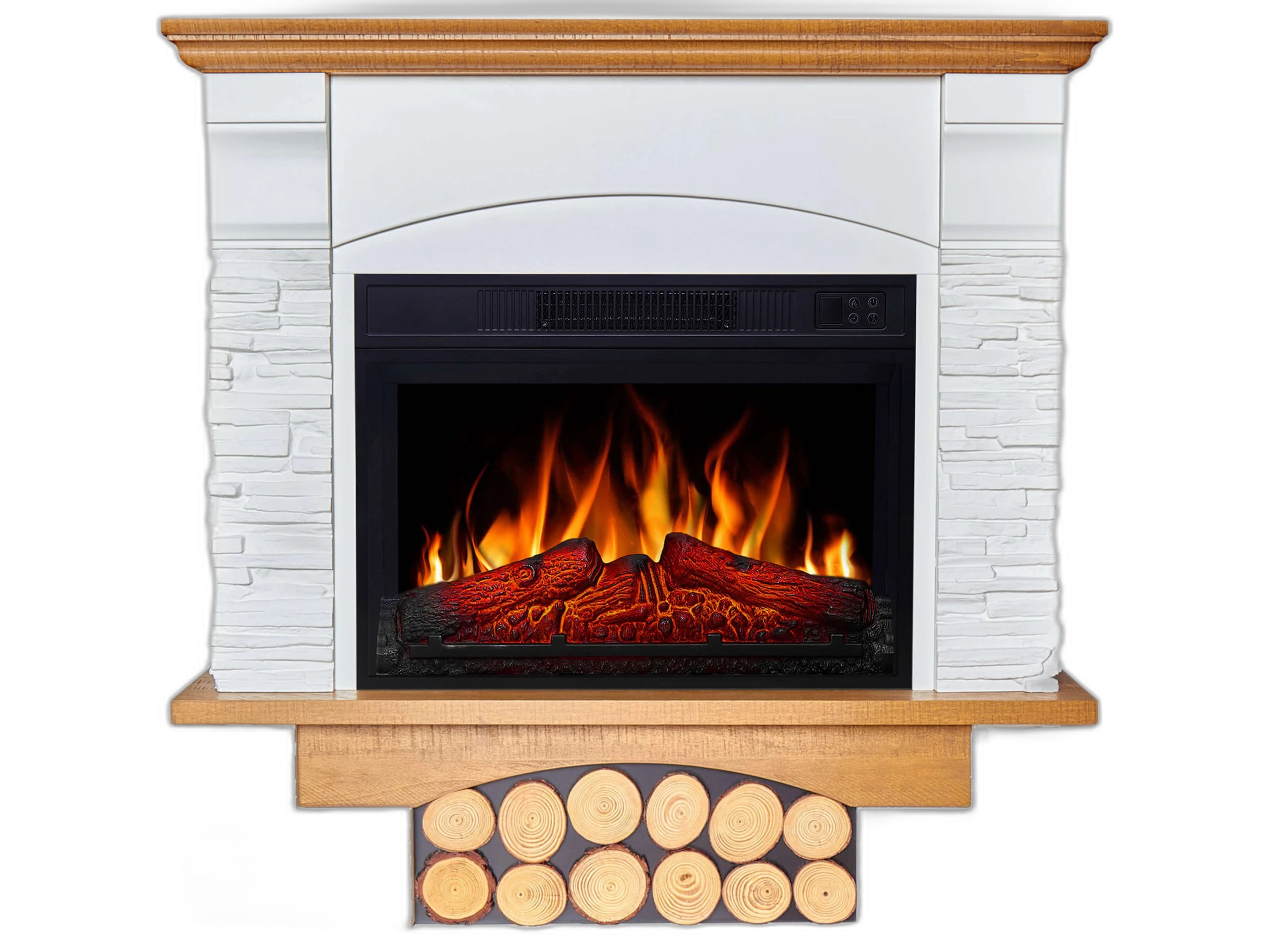 Електрокамін ArtiFlame Roxwell AF23S – дуб, вільностоячий, з обрамленням із МДФ, реалістичним ефектом полум’я, LED-підсвічуванням і обігрівом
