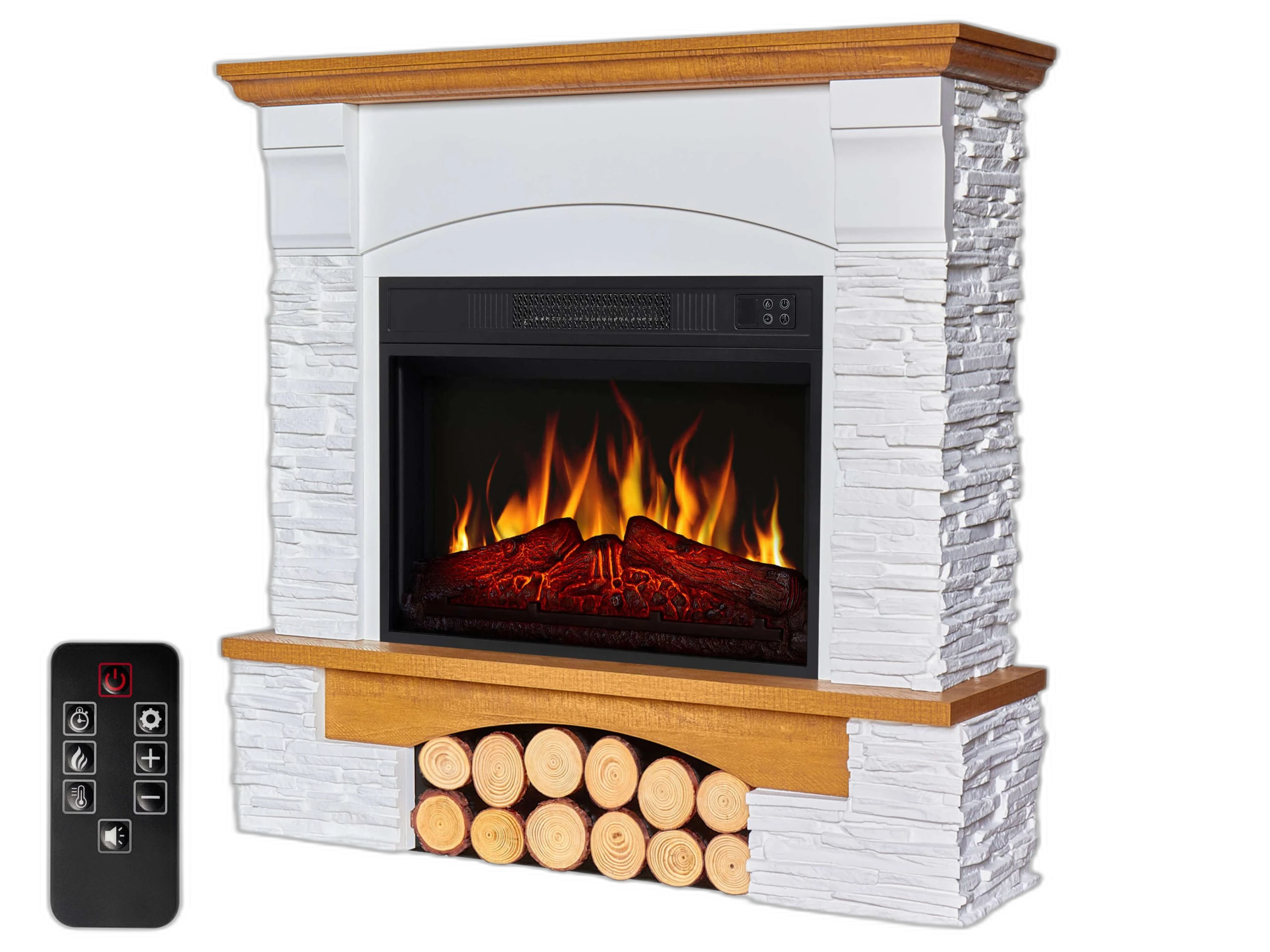 Електрокамін ArtiFlame Roxwell AF23S – дуб, вільностоячий, з обрамленням із МДФ, реалістичним ефектом полум’я, LED-підсвічуванням і обігрівом