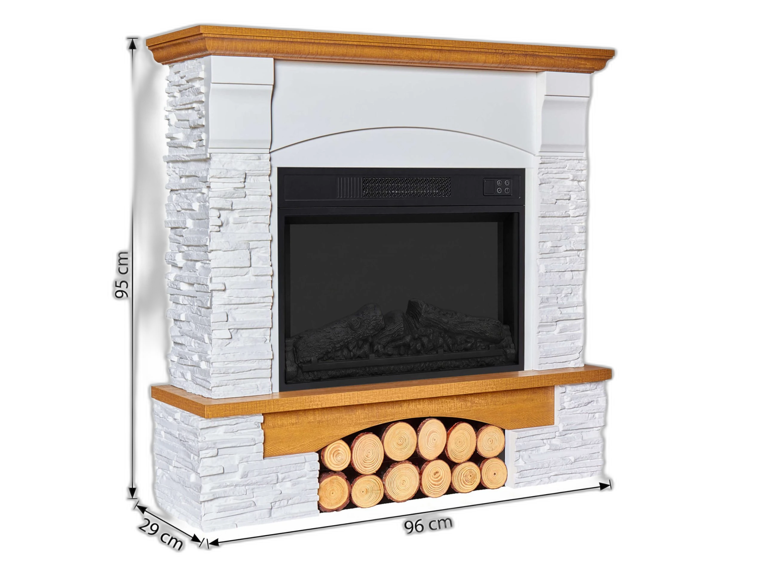 Електрокамін ArtiFlame Roxwell AF23S – дуб, вільностоячий, з обрамленням із МДФ, реалістичним ефектом полум’я, LED-підсвічуванням і обігрівом