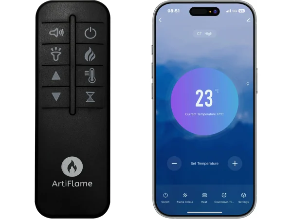 Електрокамін ArtiFlame Sogne AF52 – з 3D-ефектом полум’я, обігрівом і Wi-Fi