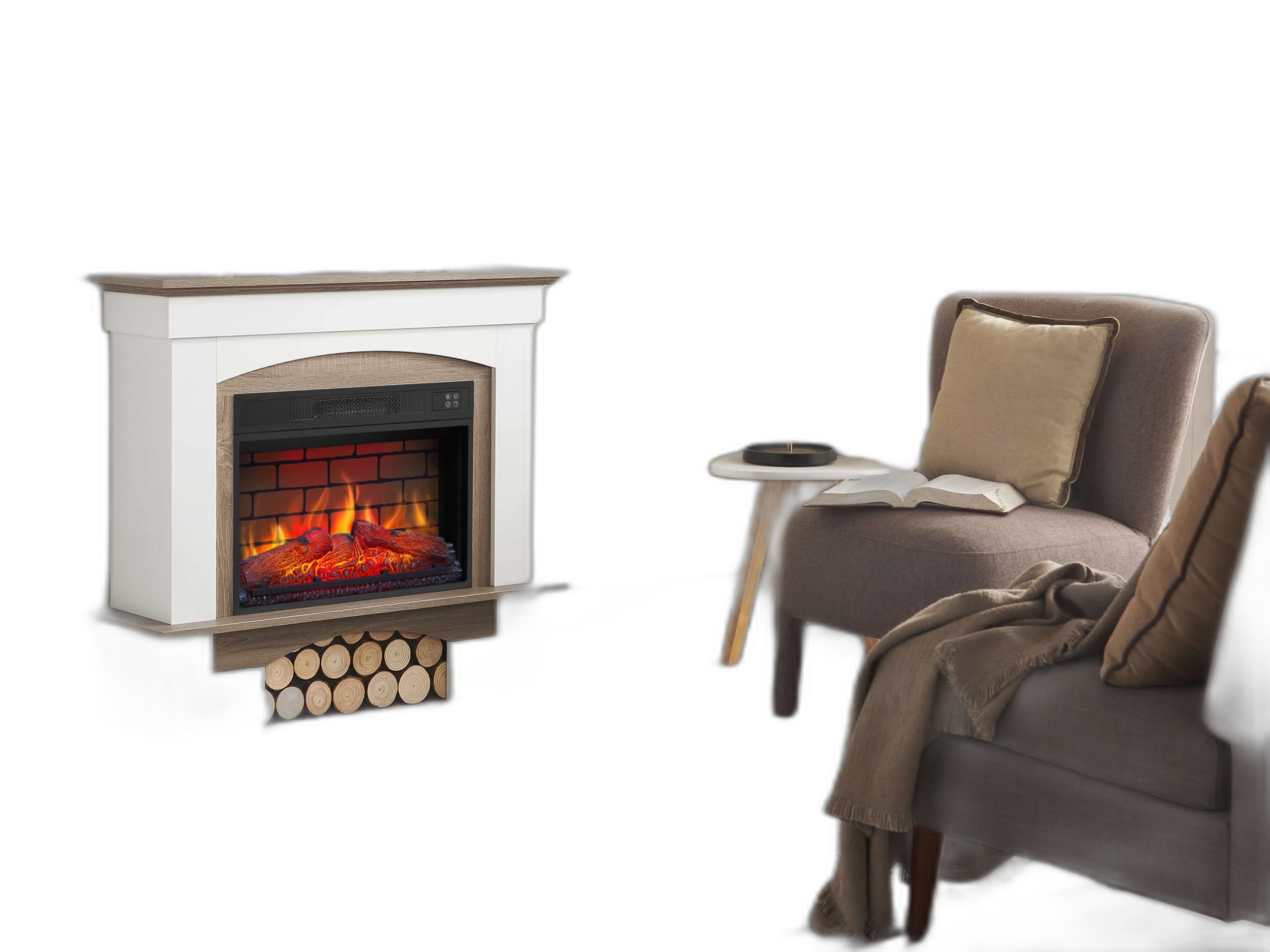Електрокамін ArtiFlame Woodley AF23BS білий / дуб сірий