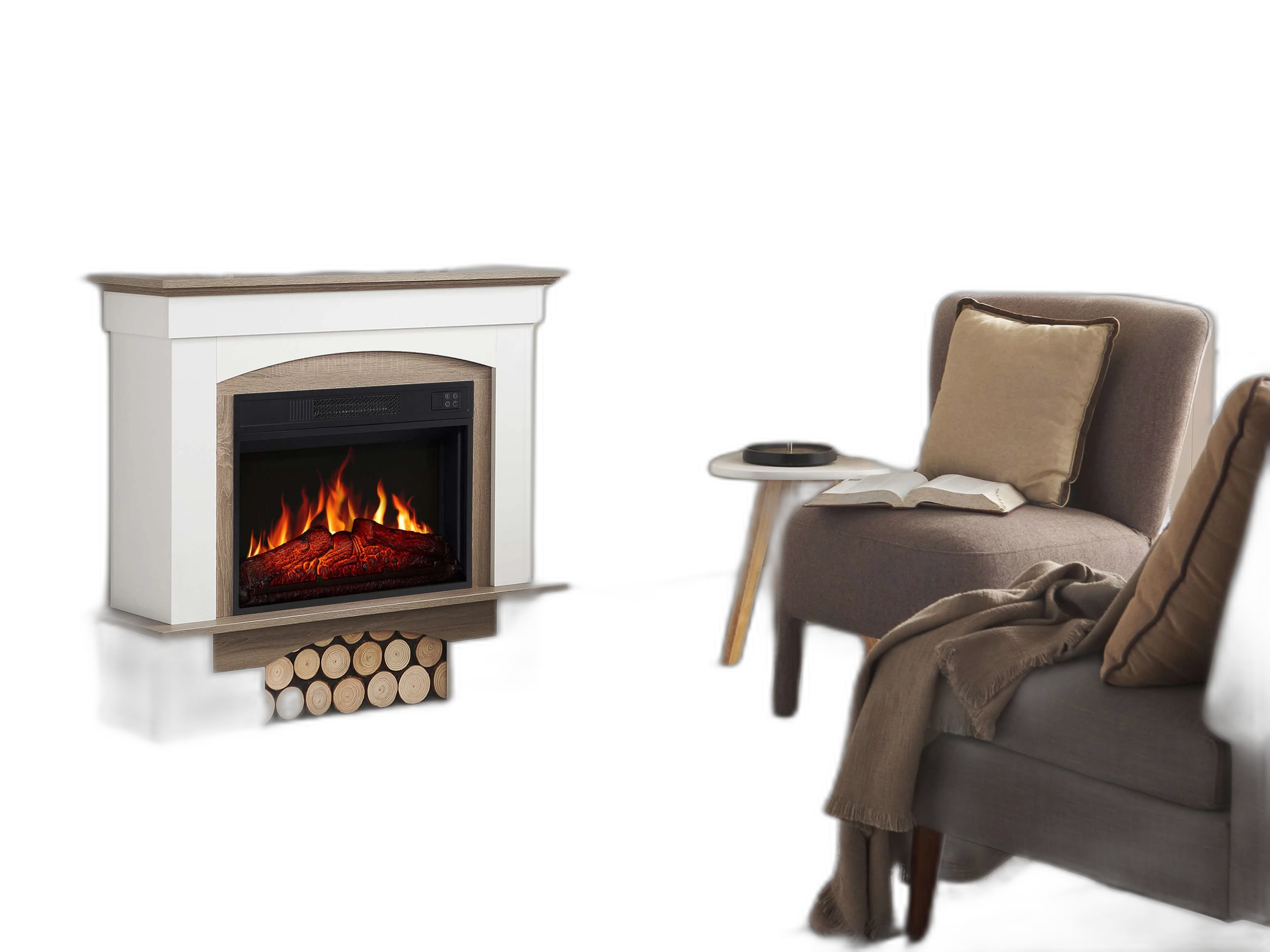 Електрокамін ArtiFlame Woodley AF23S білий / дуб сірий