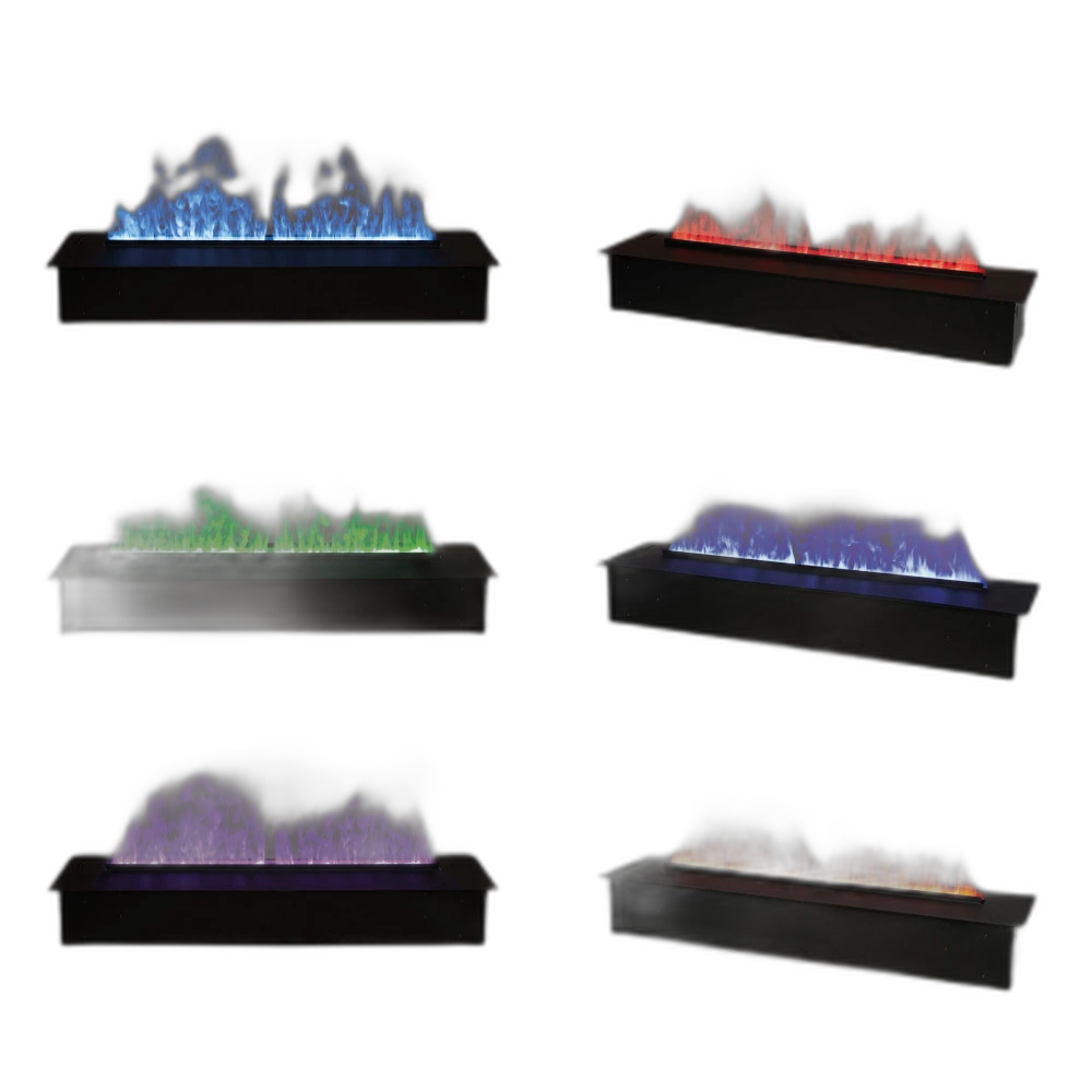 Електрокамін паровий A-Fire Cassette SF100 LOG Multicolor зі справжнім 3D ефектом полумʼя, звуком, дровами та кольоровим полумʼям, розмір 1012x271x232