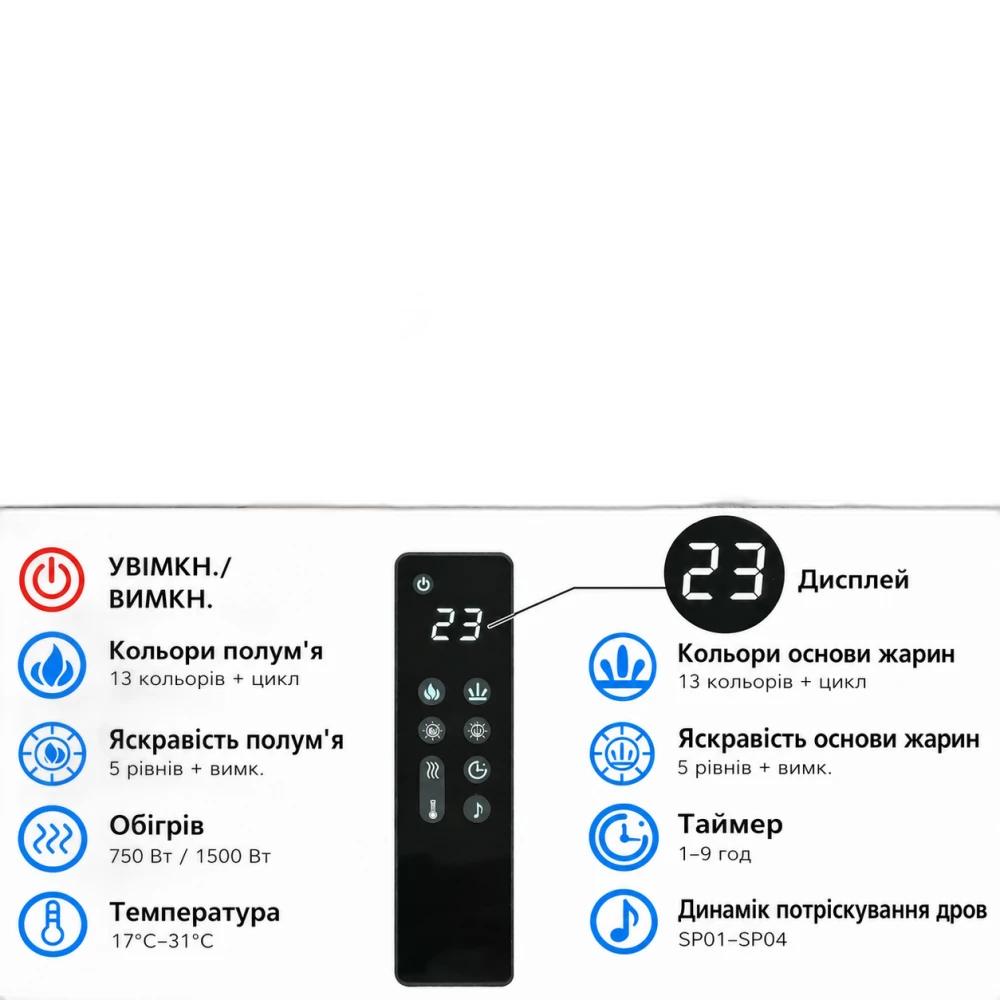 Електрокамін з обігрівом Royal Galaxy 50 R PRO LOG з Wi-Fi керування, цільними дровами, кристалами, кольорами полумʼя та підсвітки наповнення, розмір 1270x450x80 (EF50RPROLOG)