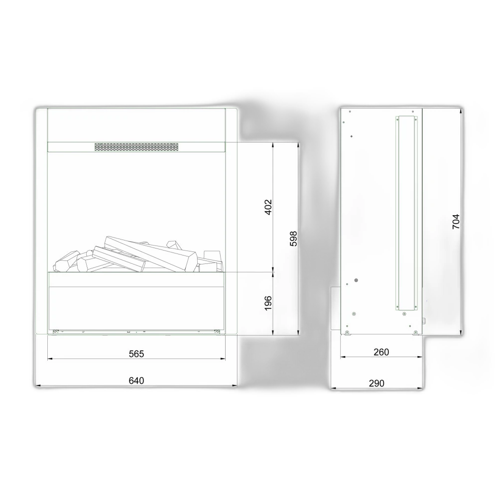 Електрокамін паровий Dimplex Albany Multi зі справжнім 3D ефектом полумʼя, обігрівом та дровами, розмір 640x704x295 (ABN15-RGB)