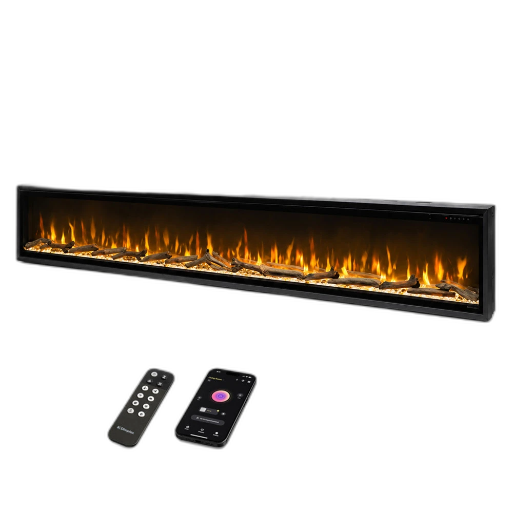 Електрокамін з обігрівом Dimplex Ignite Evolve 100 (EVO2500) з дровами, кристалами скла, кольорами полумʼя та підсвітки наповнення, WiFi керування, розмір 2576x419x152 + Подарунок! Зволожувач повітря