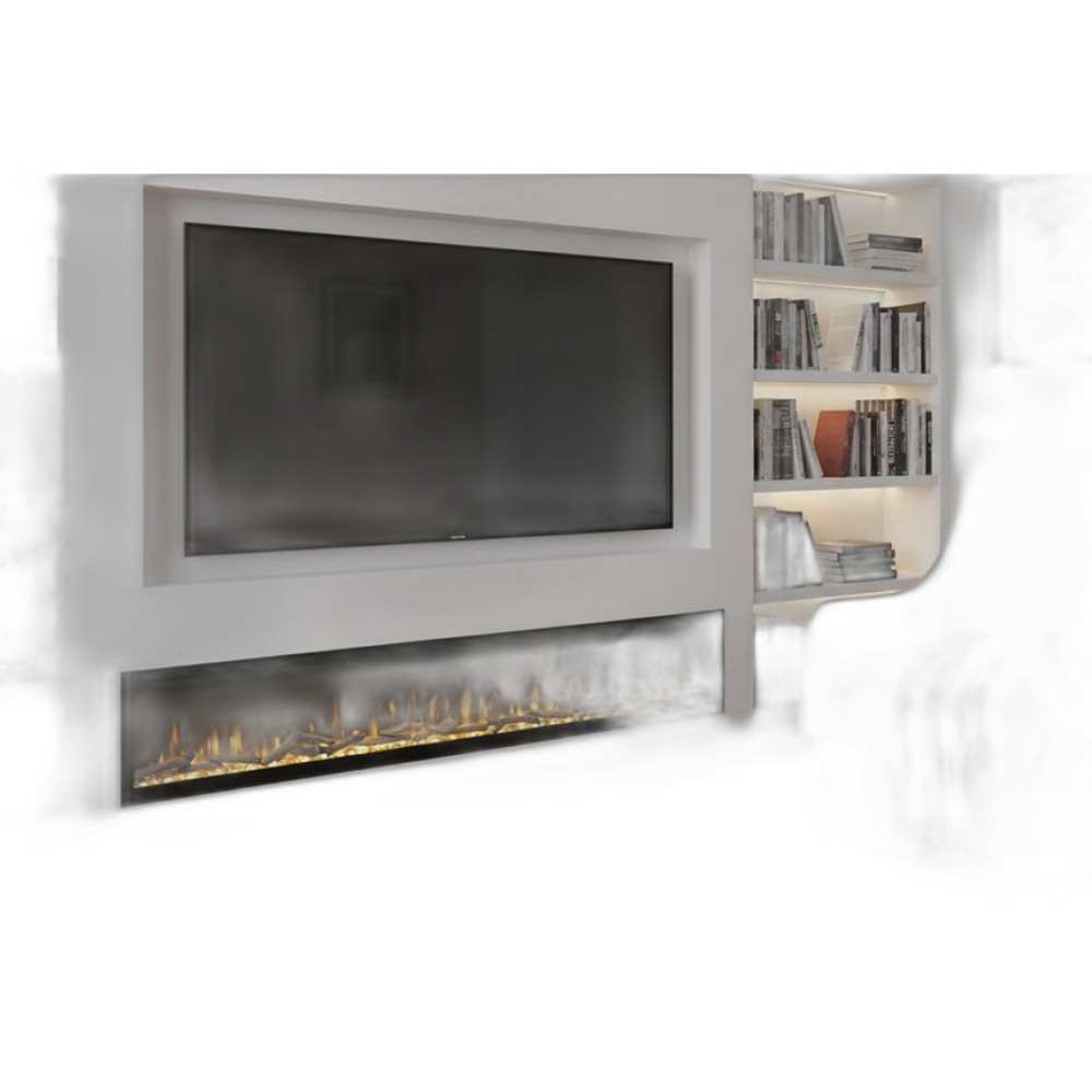 Електрокамін з обігрівом Dimplex Ignite Evolve 100 (EVO2500) з дровами, кристалами скла, кольорами полумʼя та підсвітки наповнення, WiFi керування, розмір 2576x419x152 + Подарунок! Зволожувач повітря