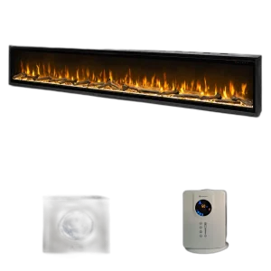 Електрокамін з обігрівом Dimplex Ignite Evolve 100 (EVO2500) з дровами, кристалами скла, кольорами полумʼя та підсвітки наповнення, WiFi керування, розмір 2576x419x152 + Подарунок! Зволожувач повітря