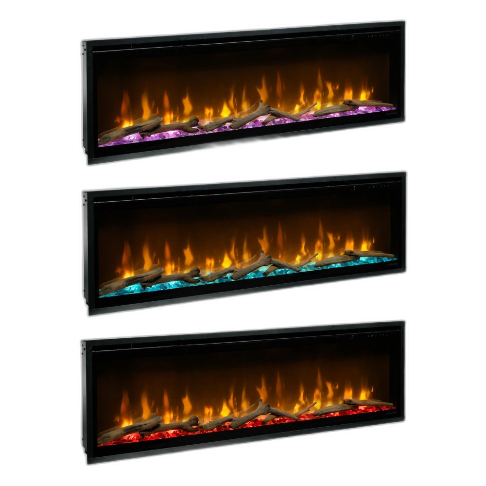 Електрокамін з обігрівом Dimplex Ignite Evolve 50 (EVO1200) з дровами, кристалами скла, кольорами полумʼя та підсвітки наповнення, WiFi керування, розмір 1306x419x152 + Подарунок! Зволожувач повітря