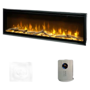 Електрокамін з обігрівом Dimplex Ignite Evolve 50 (EVO1200) з дровами, кристалами скла, кольорами полумʼя та підсвітки наповнення, WiFi керування, розмір 1306x419x152 + Подарунок! Зволожувач повітря