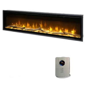 Електрокамін з обігрівом Dimplex Ignite Evolve 60 (EVO1500) з дровами, кристалами скла, кольорами полумʼя та підсвітки наповнення, WiFi керування, розмір 1560x419x152 + Подарунок! Зволожувач повітря