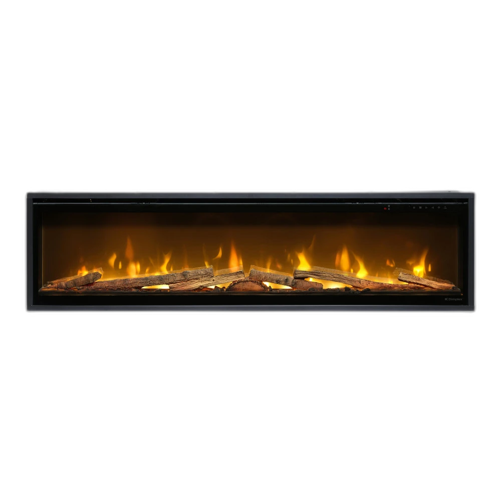 Електрокамін з обігрівом Dimplex Ignite Evolve 60 Oak Logs (EVO1500OakLogs) з цільними дровами дуб, кристалами скла, кольорами полумʼя та підсвітки наповнення, керування через застосунок, розмір 1560x419x152