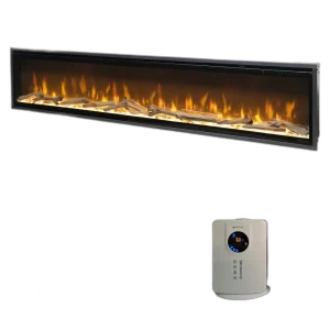 Електрокамін з обігрівом Dimplex Ignite Evolve 74 (EVO1800) з дровами, кристалами скла, кольорами полумʼя та підсвітки наповнення, WiFi керування, розмір 1941x419x152 + Подарунок! Зволожувач повітря