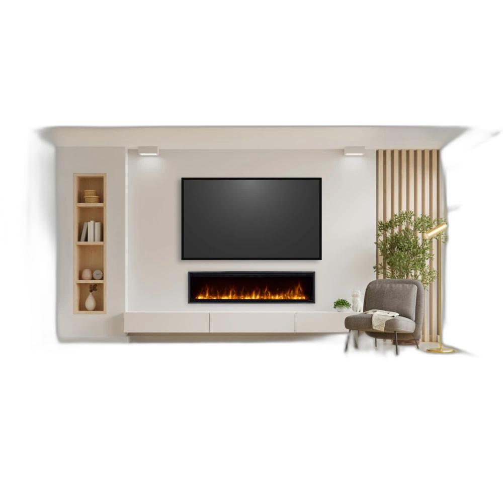 Електрокамін з обігрівом Dimplex Ignite XL 60 (XLF60) лінійний, з кристалами, кольорами, розмір 1556x419x147 + Подарунок! Комплект дров керамічних