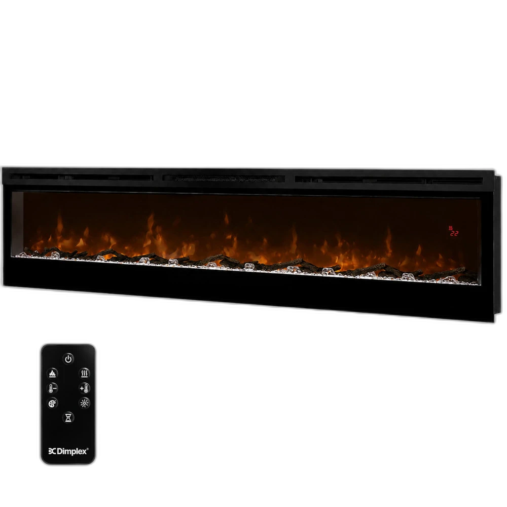 Електрокамін з обігрівом Dimplex Prism 74 LED (BLF7451) лінійний, з кристалами, кольорами, розмір 1883x493x187 + Подарунок! Комплект дров керамічних