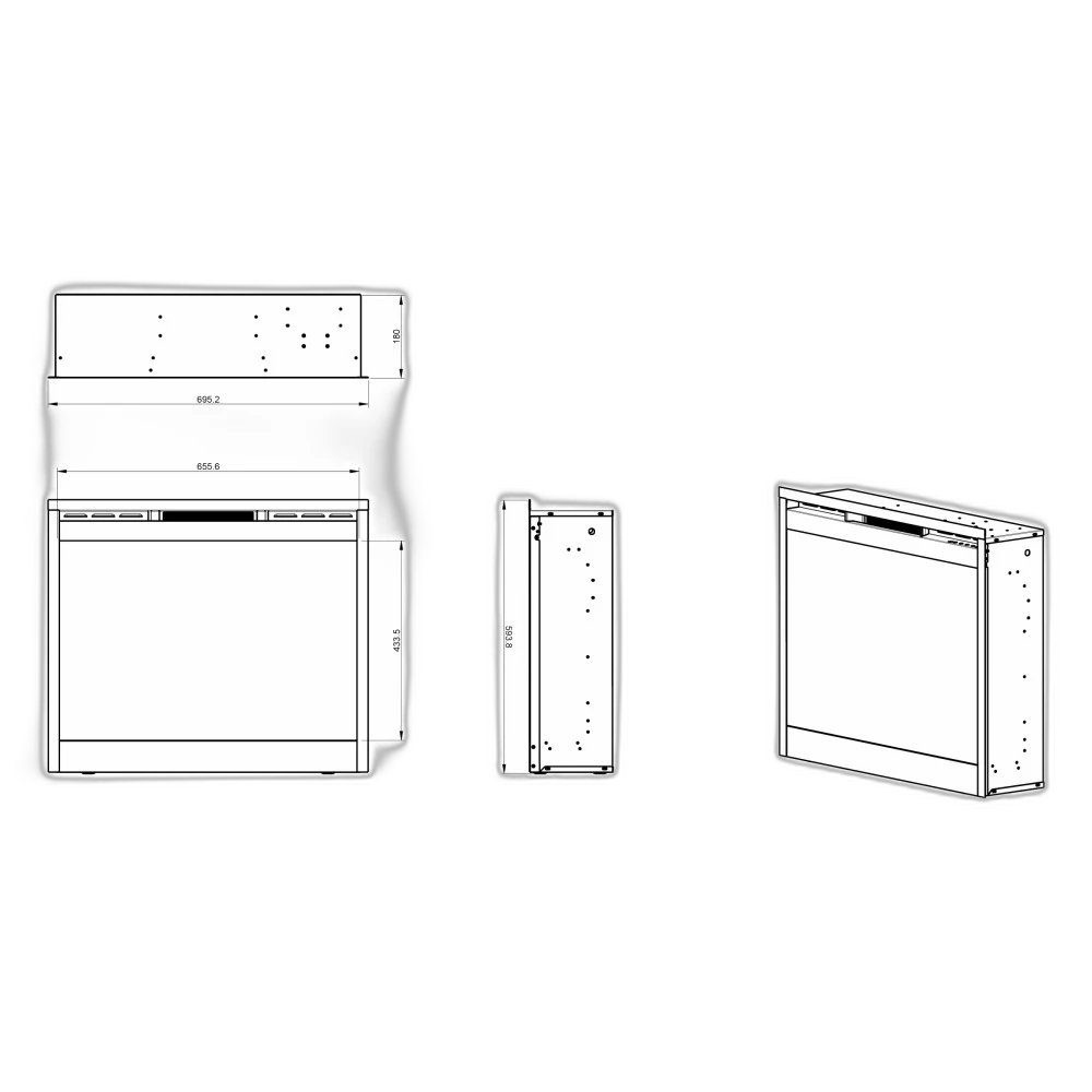 Електрокамін з обігрівом Dimplex Symphony 26 Slim (DF2624L-INT) з дровами, ефектом тління, підсвітками, розмір 695x595x182