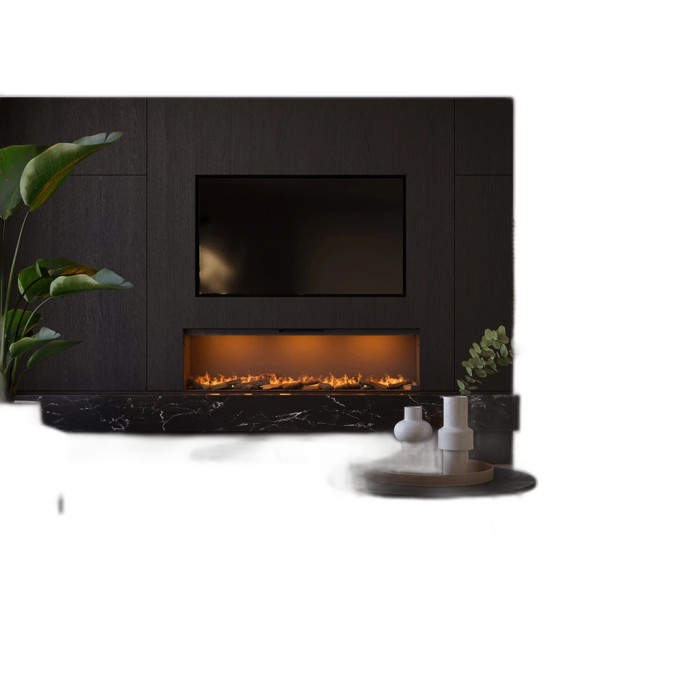 Електрокамін паровий Faber by Dimplex E-Slim Linear 1700-450 фронтальний зі справжнім 3D ефектом полумʼя, звуком та обігрівом (з підключенням до води, з дровами)