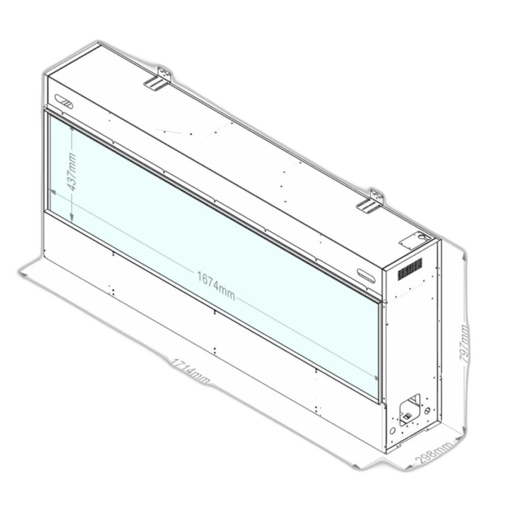 Електрокамін паровий Faber by Dimplex E-Slim Linear 1700-450 фронтальний зі справжнім 3D ефектом полумʼя, звуком та обігрівом (з підключенням до води, з дровами)