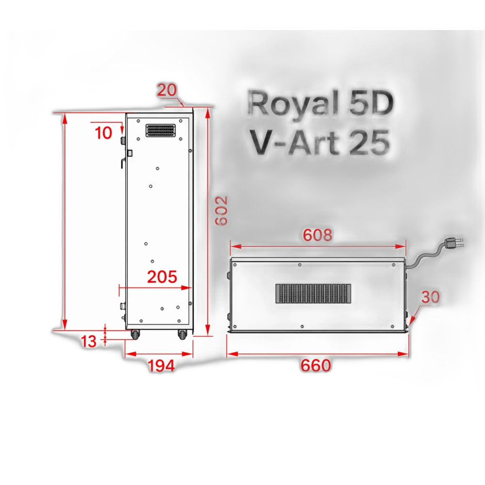 Електрокамін з обігрівом Royal 5D V-Art 25 (660x602x209) з 5D ефектом полумʼя, звуком, дровами та ефектом тління, реалістичним полумʼям (5DVART25)