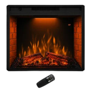 Електрокамін з обігрівом Royal Goodfire 23 LED зі звуком, дровами та цегляною кладкою, кольоровою підсвіткою та яскравістю полумʼя, розмір 616x500x225 (EF23S)