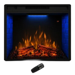 Електрокамін з обігрівом Royal Goodfire 28 LED зі звуком, дровами та цегляною кладкою, кольоровою підсвіткою та яскравістю полумʼя, розмір 747x598x225 (EF28S)