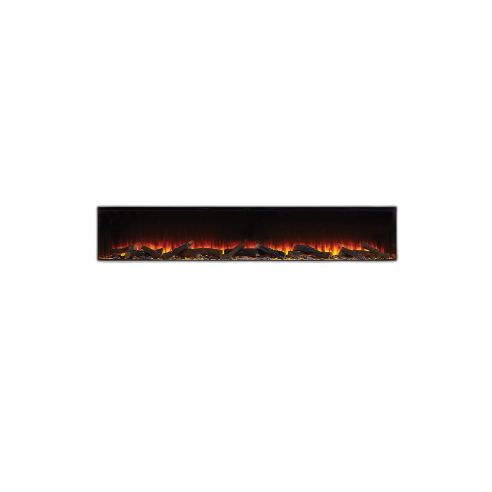 Електрокамін тристоронній British Fires NEW FOREST 2400 з обігрівом, дровами, вугіллям, корою, кристалами, кольоровими підсвітками наповнення, розмір 2375x565x311