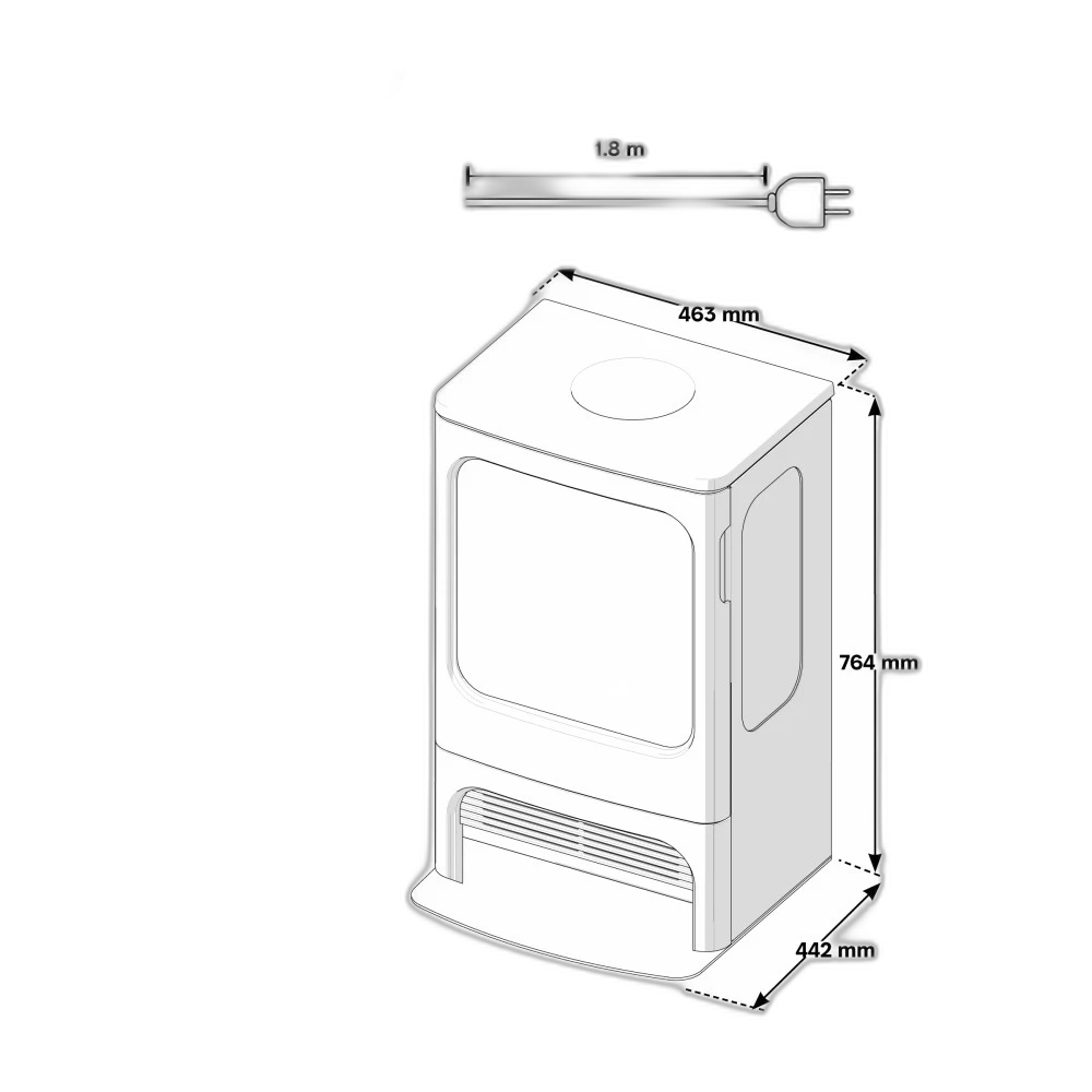 Чавуна електропічка Dimplex Mapleton 80 Optimyst (MPT80) зі справжнім 3D ефектом, обігрівом, дровами, звуком, розмір 463x764x442