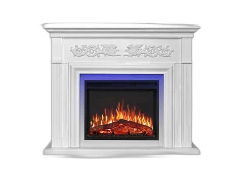 Електрокамін ArtiFlame Monferrato AF24 – білий, вільностоячий, з обрамленням із МДФ, 3D-ефектом полум’я, LED-підсвічуванням і обігрівом