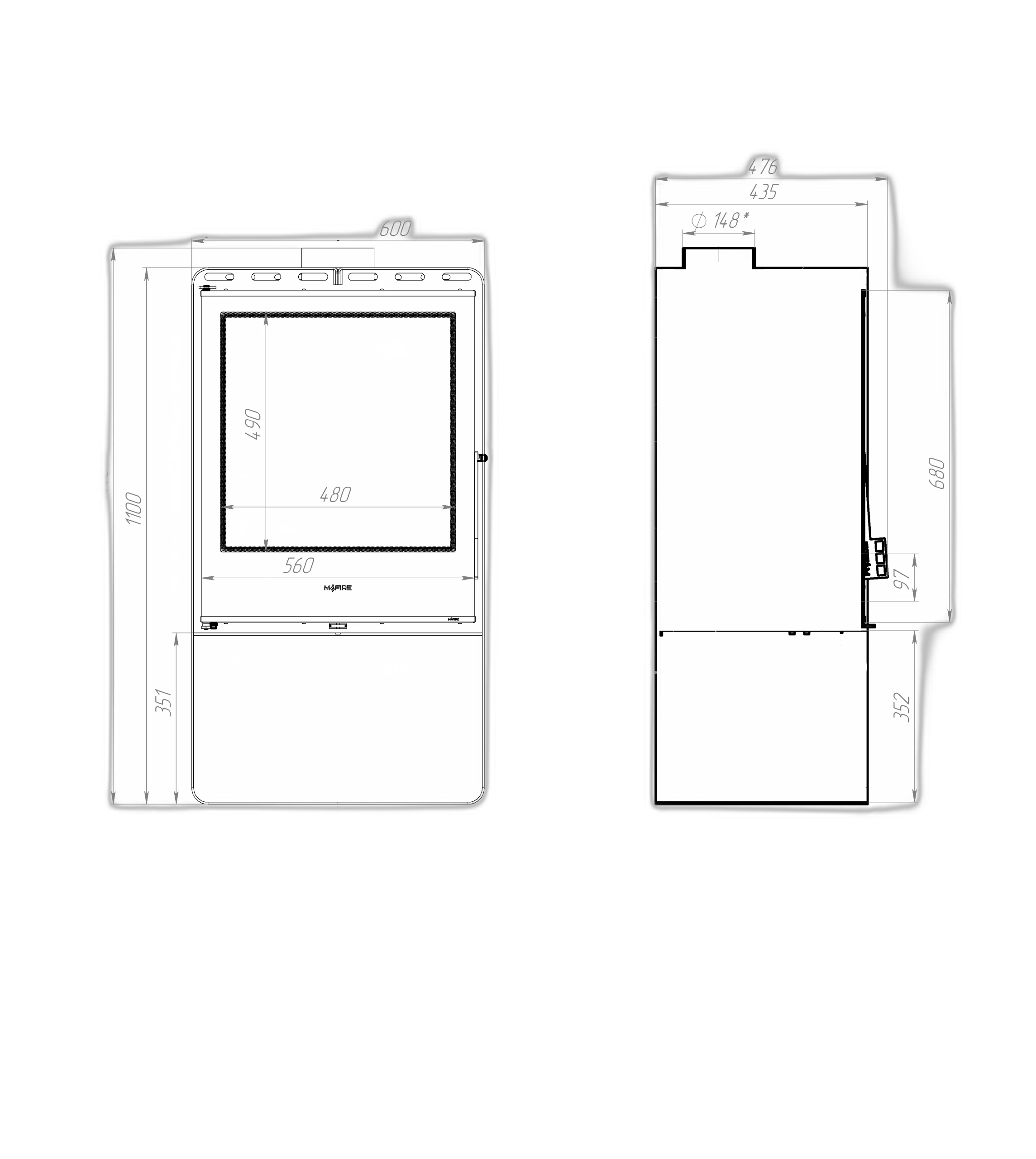 Піч сталева M-Fire Santorini з дровником (12kW)